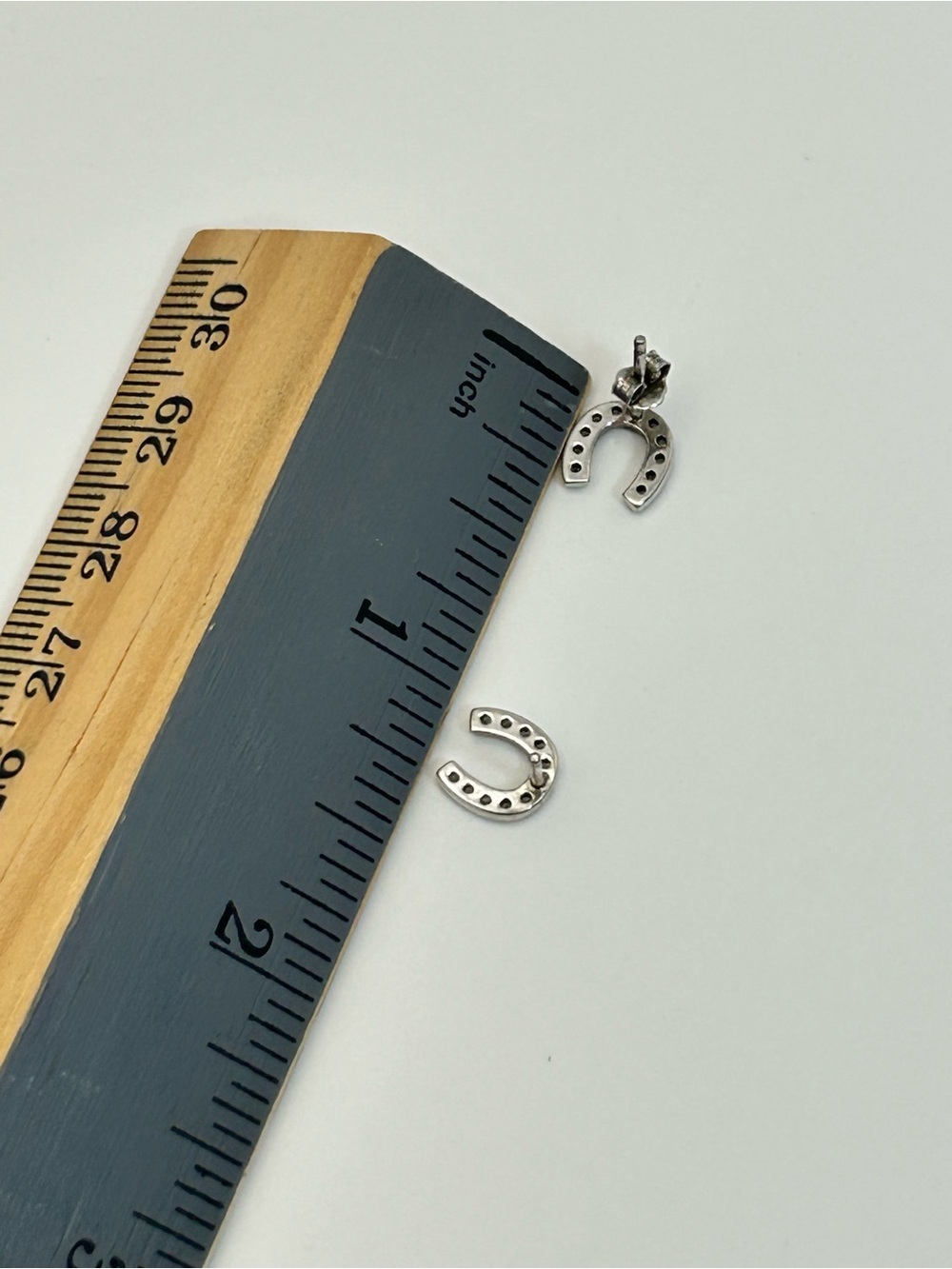 Sterling Silver Crystal Horseshoe Stud Earrings 1/4" Stamped 925 Dainty - Picture 8 of 8